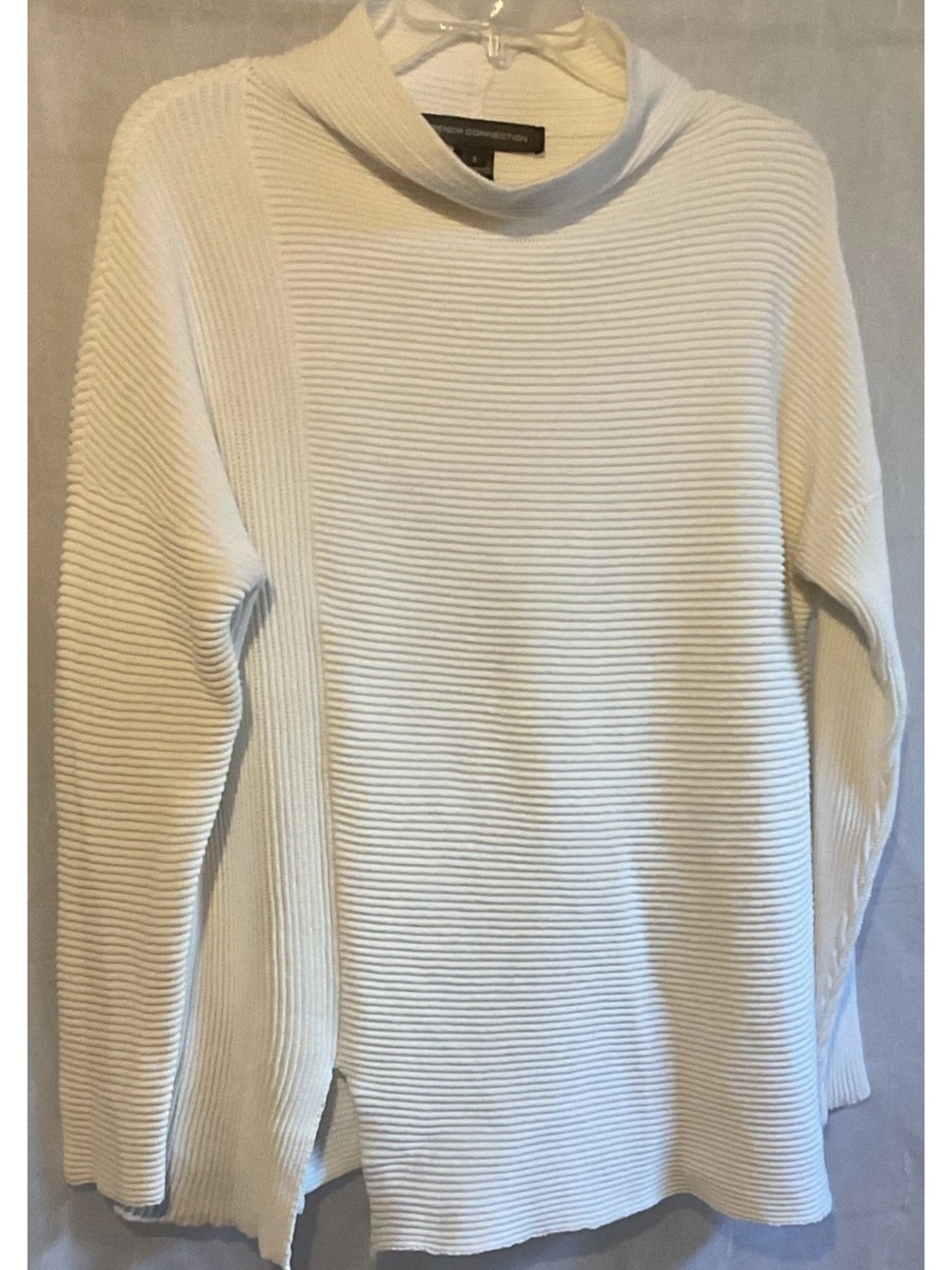 French Connection Cream Ribbed Turtleneck Sweater